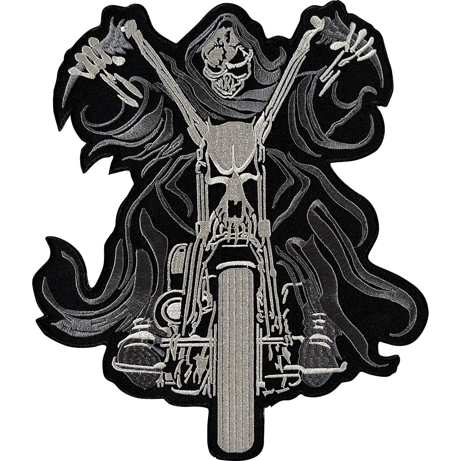 Large Grim Reaper Motorcycle Jacket Patch Iron Sew On Embroidered Chopper Badge