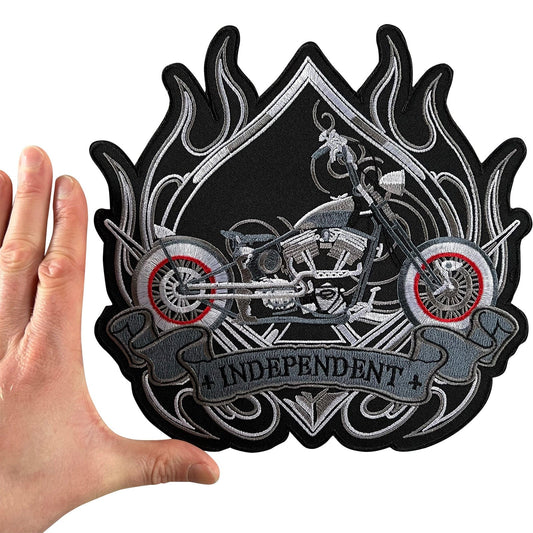 Large Independent Patch Iron Sew On Motorcycle Motorbike Biker Embroidered Badge
