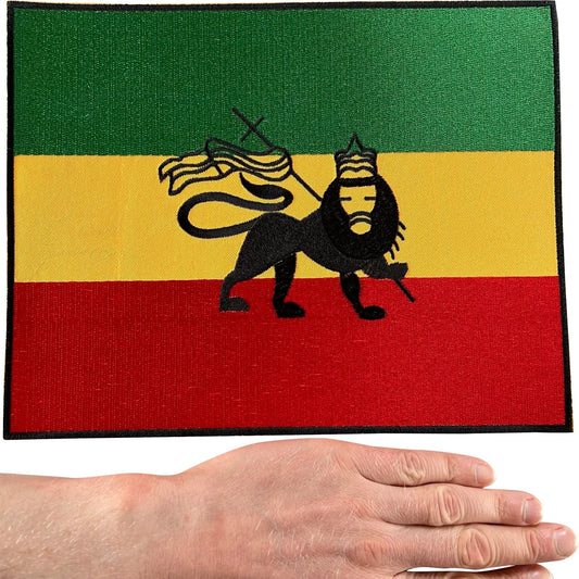 Large Lion Of Judah Flag Patch Iron Sew On Big Rasta African Embroidered Badge