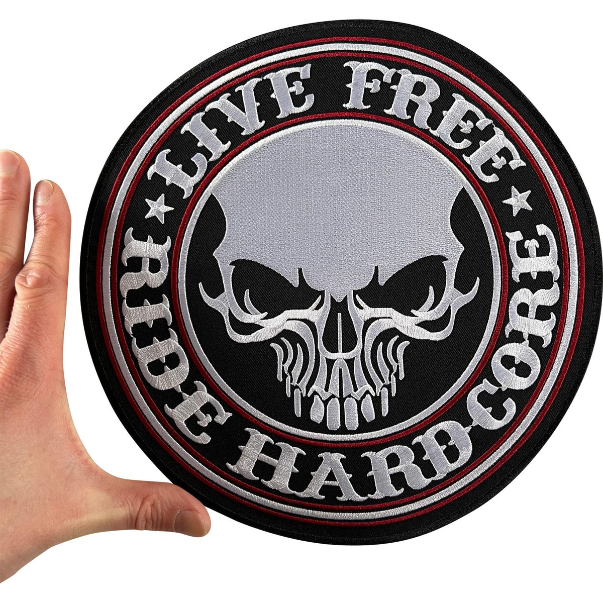Biker Patch Ride Free Large Live Free Ride Hardcore Embroidered Patch Iron Sew On Jacket Bik
