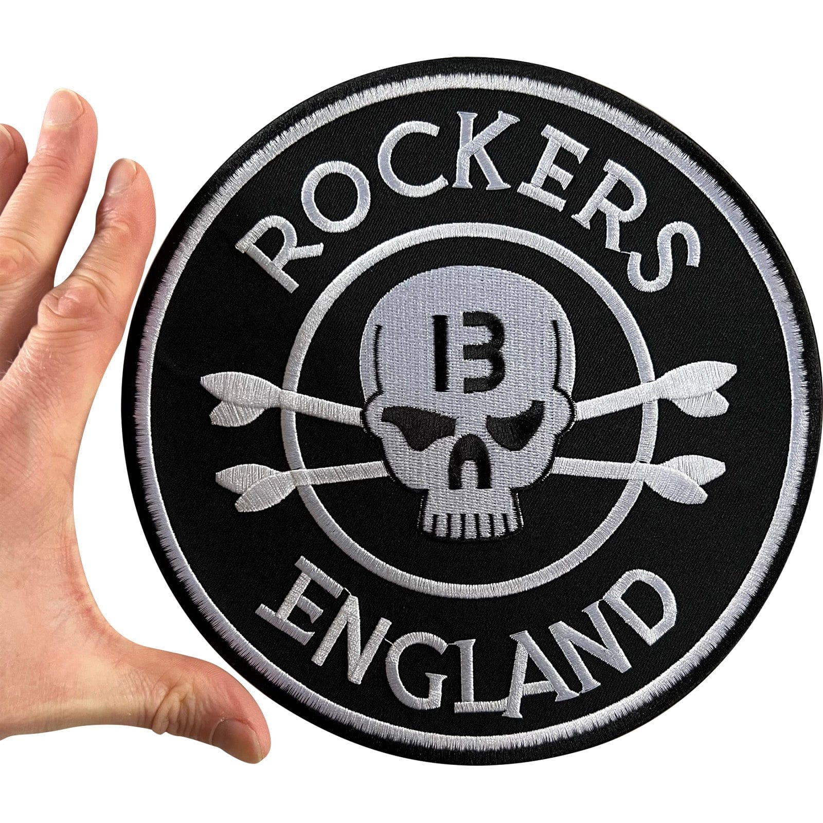 Large Rockers England Skull 13 Patch Iron On Sew On Jacket Big Embroid