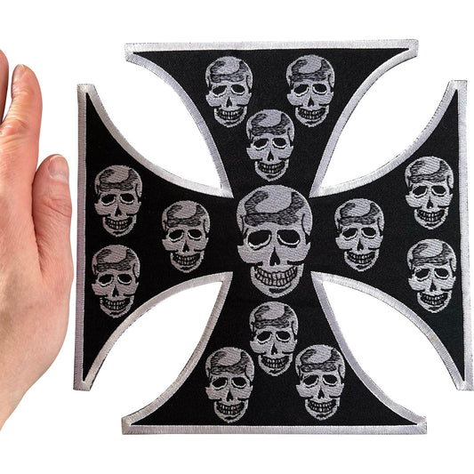 Large Skull Cross Patch Iron Sew On Denim Leather Jacket Big Embroidered Badge