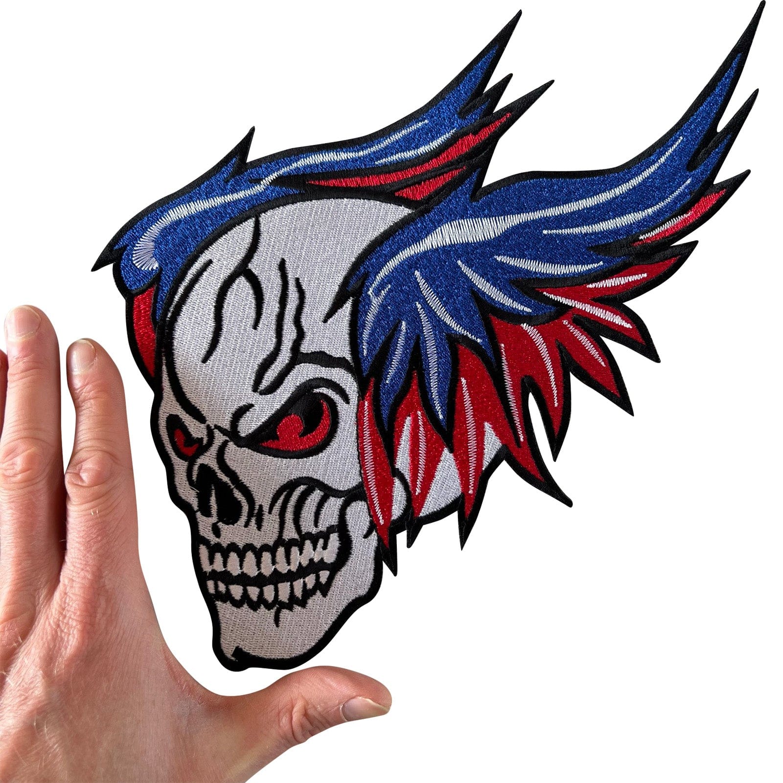 Large Skull Patch Iron Sew On Clothes Jacket Bag T Shirt Big Embroidered Badge