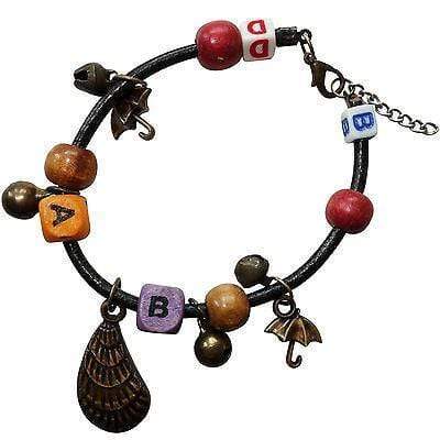 Letters A B B D Shell Umbrellas Wood Beads Bells Charm Bracelet Wristband Bangle