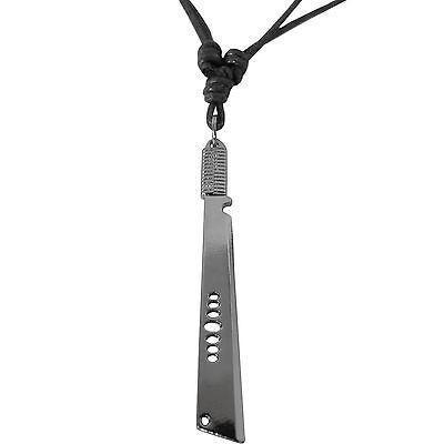 Machete Butcher Razor Blade Knife Sword Pendant Chain Men Necklace Silver Colour