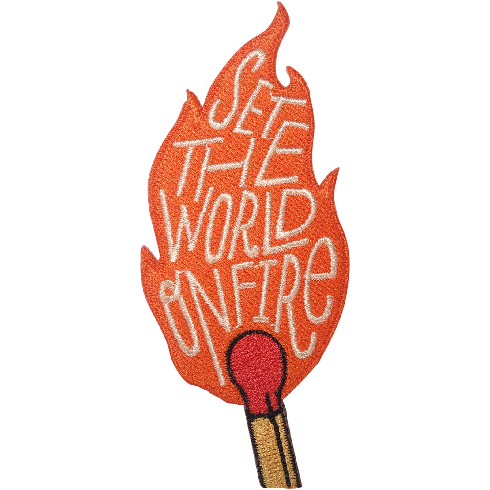 Matchstick Iron On Patch Sew On Clothes Bag Match Fire Flames Embroidered Badge