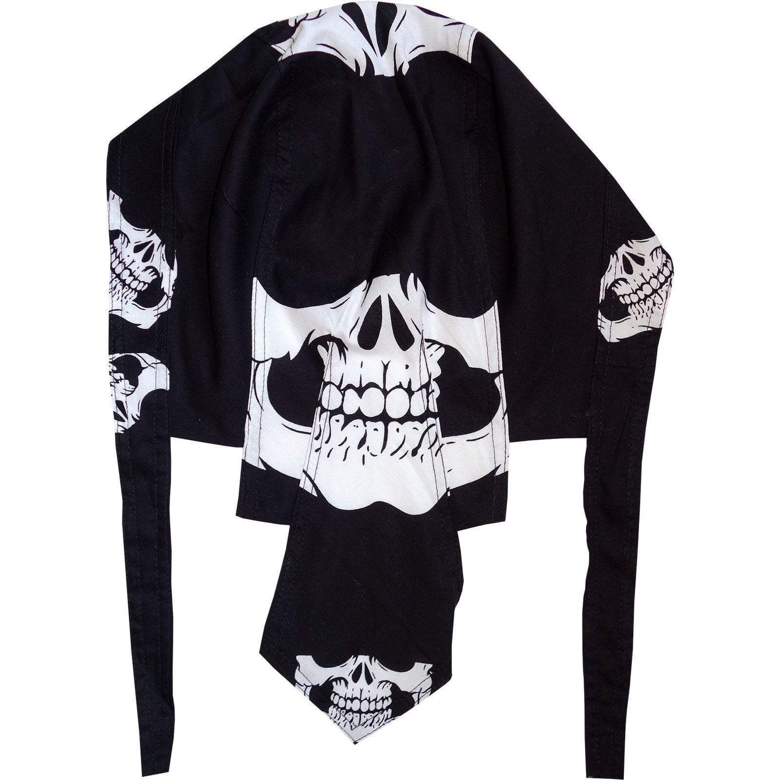 Mens Black Skull Biker Zandana Head Bandana Doo Dew Do Du Rag Durag Hair Hat Cap
