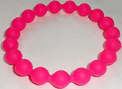 Neon Pink Rubber Silicone Ball Friendship Charm Cuff Bracelet Wristband Bangle Neon Pink Rubber Silicone Ball Friendship Charm Cuff Bracelet Wristband Bangle