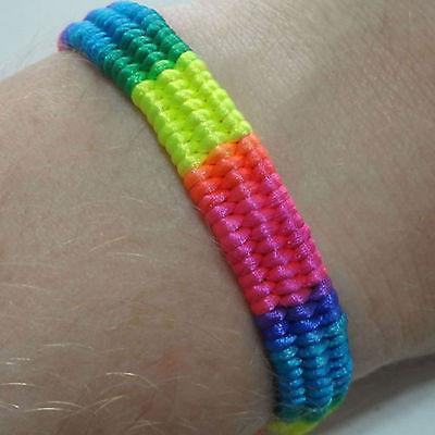 Neon Rainbow Wristband Friendship Bracelet Bangle Womens Mens Girl Boy Jewellery
