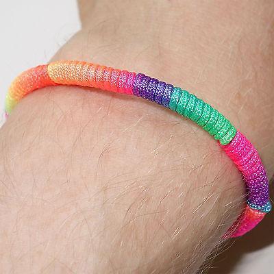 Neon Rainbow Wristband Friendship Cuff Charm Bracelet Bangle Mens Womens Jewelry