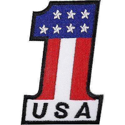 Number One 1 USA Flag Embroidered Iron Sew On Patch United States Amer