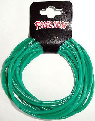 Pack of 12 Dark Green Gummy Bracelets Wristbands Bangles Boys Girls Mens Womens Pack of 12 Dark Green Gummy Bracelets Wristbands Bangles Boys Girls Mens Womens