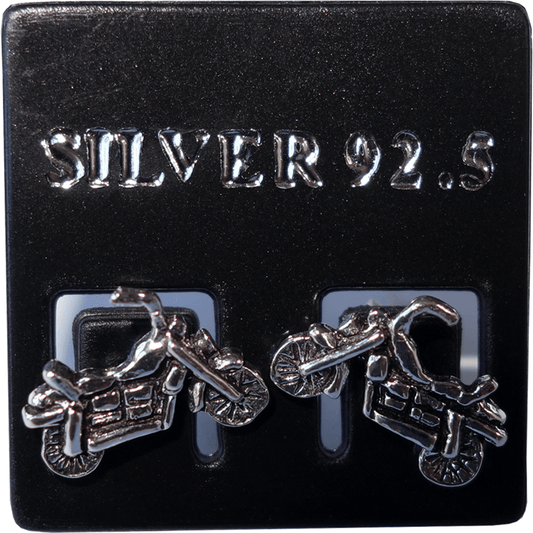 Pair 925 Sterling Silver Motorbike Stud Earrings Motorcycle Ear Studs Jewellery