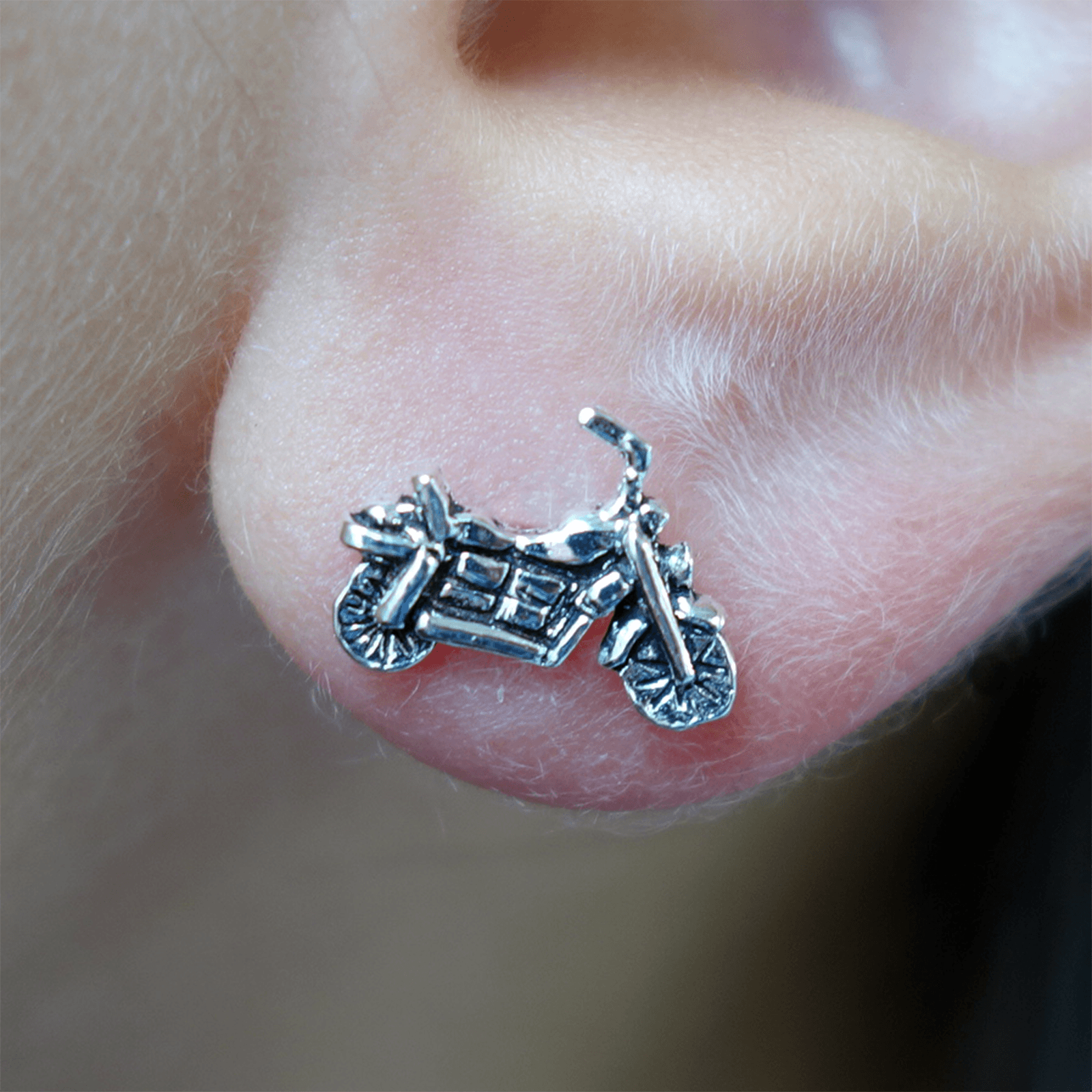 Pair 925 Sterling Silver Motorbike Stud Earrings Motorcycle Ear Studs Jewellery