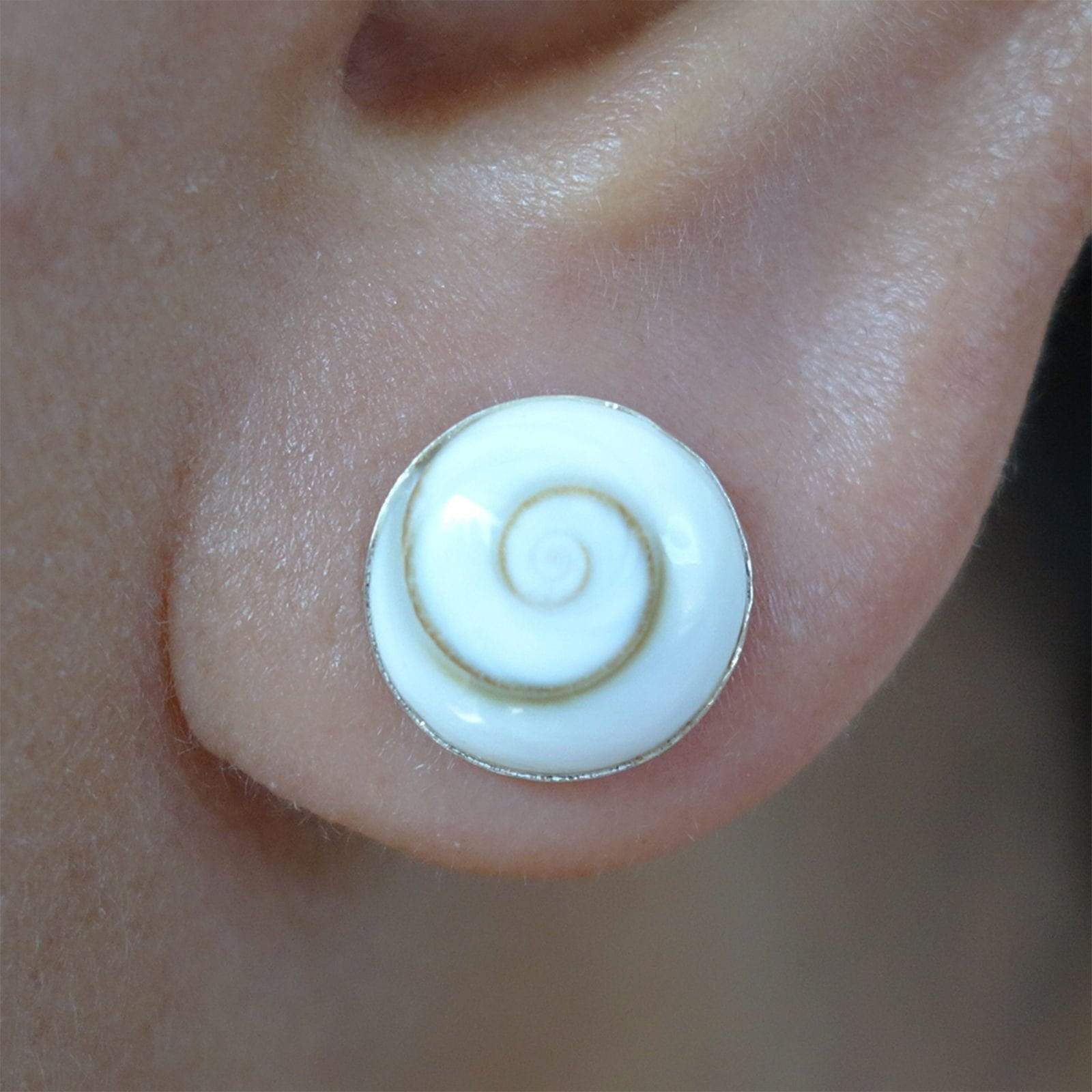 Pair 925 Sterling Silver Shiva Eye Shell Earrings Ear Studs Girls Stud Jewellery