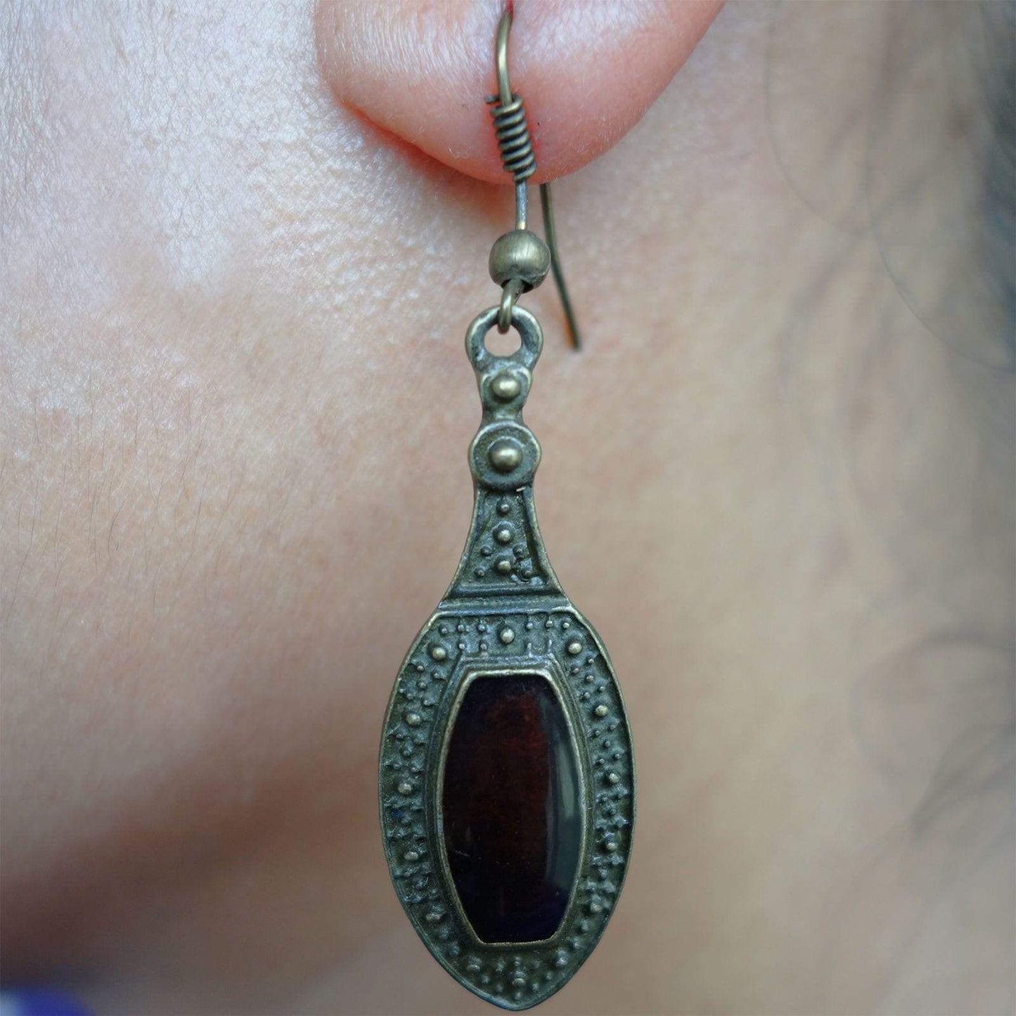 Pair Drop Dangle Hook Earrings Studs Brown Bronze Womens Ladies Girls Childrens