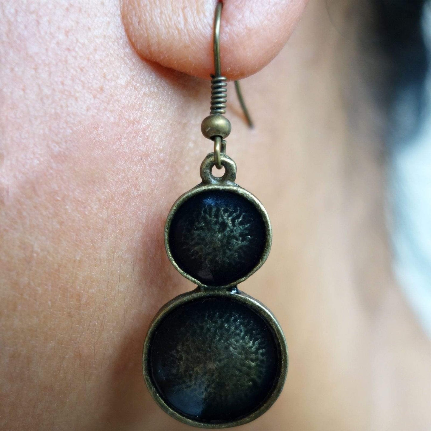 Pair Hook Drop Dangle Earrings Studs Black Green Bronze Womens Girls Jewellery