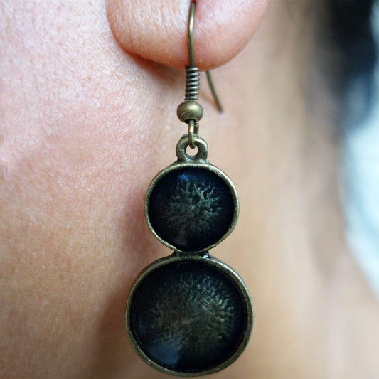 Pair Hook Drop Dangle Earrings Studs Black Green Bronze Womens Girls Jewellery