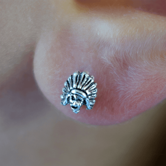 Pair of 925 Sterling Silver Ear Studs American Indian Stud Earrings Jewellery