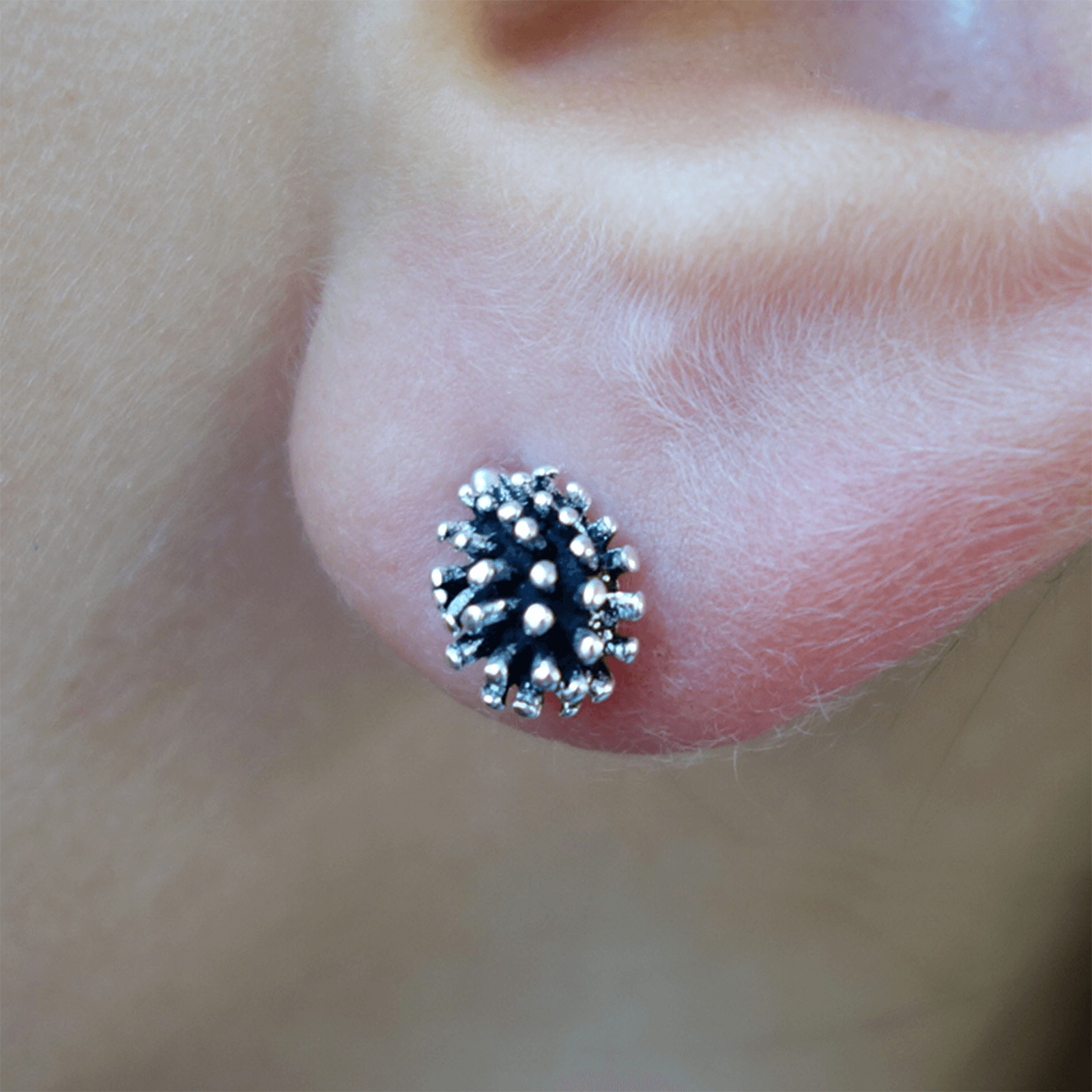 Pair of 925 Sterling Silver Hedgehog Stud Earrings Ear Studs Jewellery Jewelry