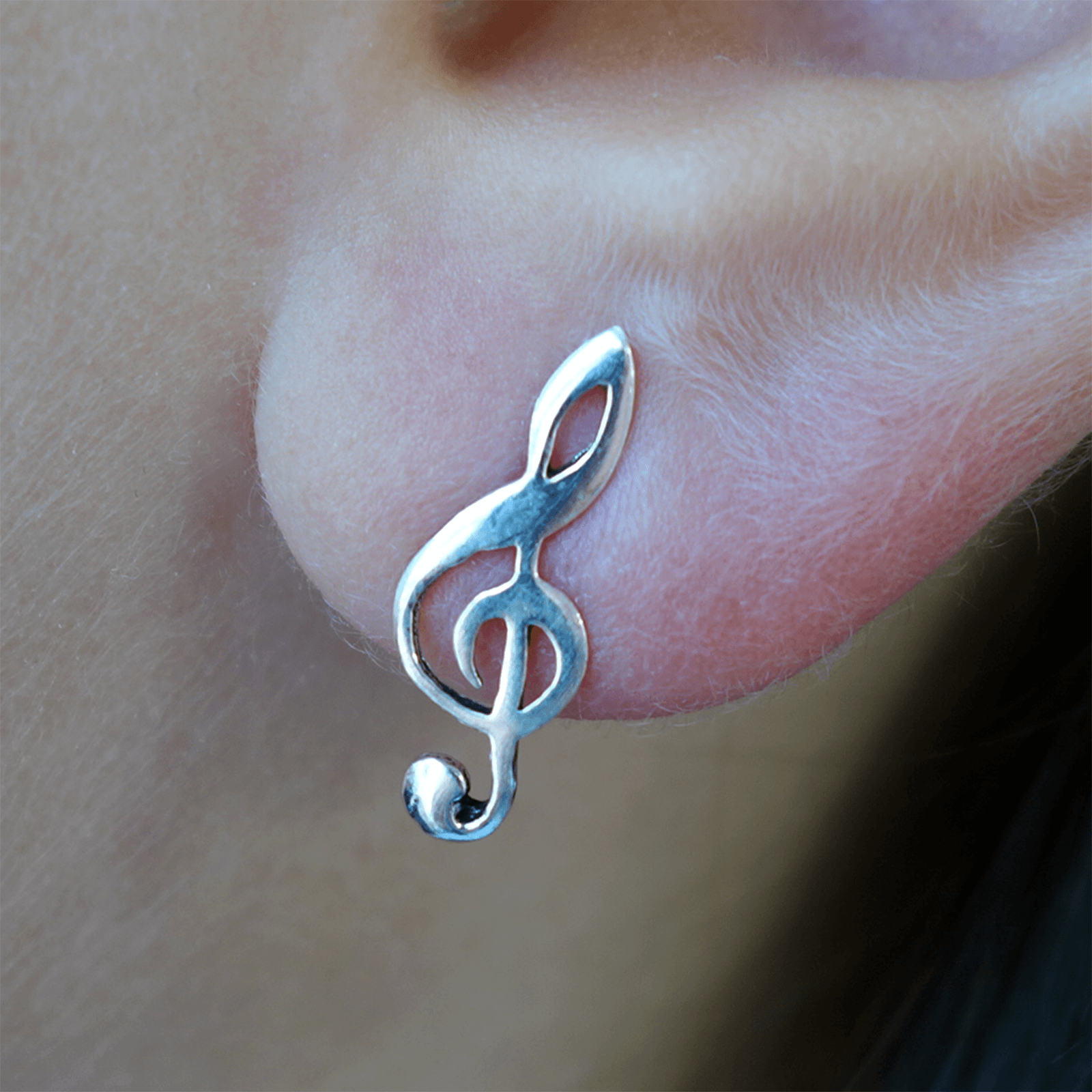 Pair of 925 Sterling Silver Music Note Stud Earrings Ear Studs Jewellery Jewelry