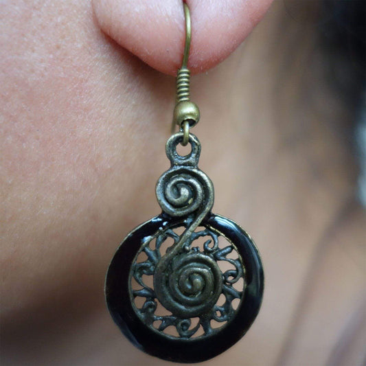 Pair of Bronze Black Brown Earrings Studs Hook Drop Dangle Womens Kids Jewellery