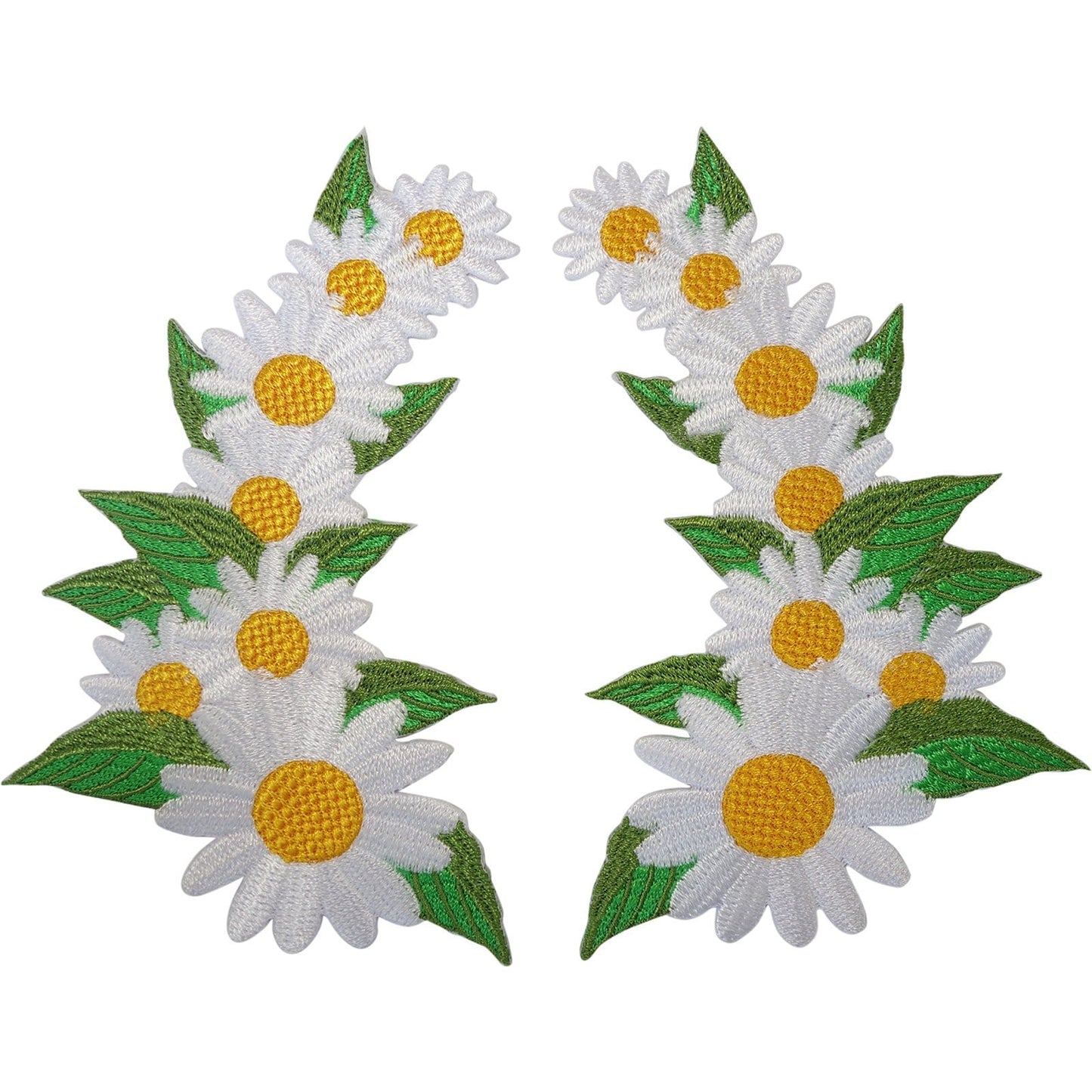 Pair of Daisy Flower Patches Iron Sew On Clothes Bag Flowers Embroidered Badge