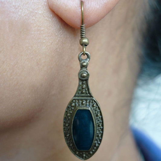 Pair of Drop Dangle Hook Earrings Studs Turquoise Bronze Womens Ladies Girls Kid