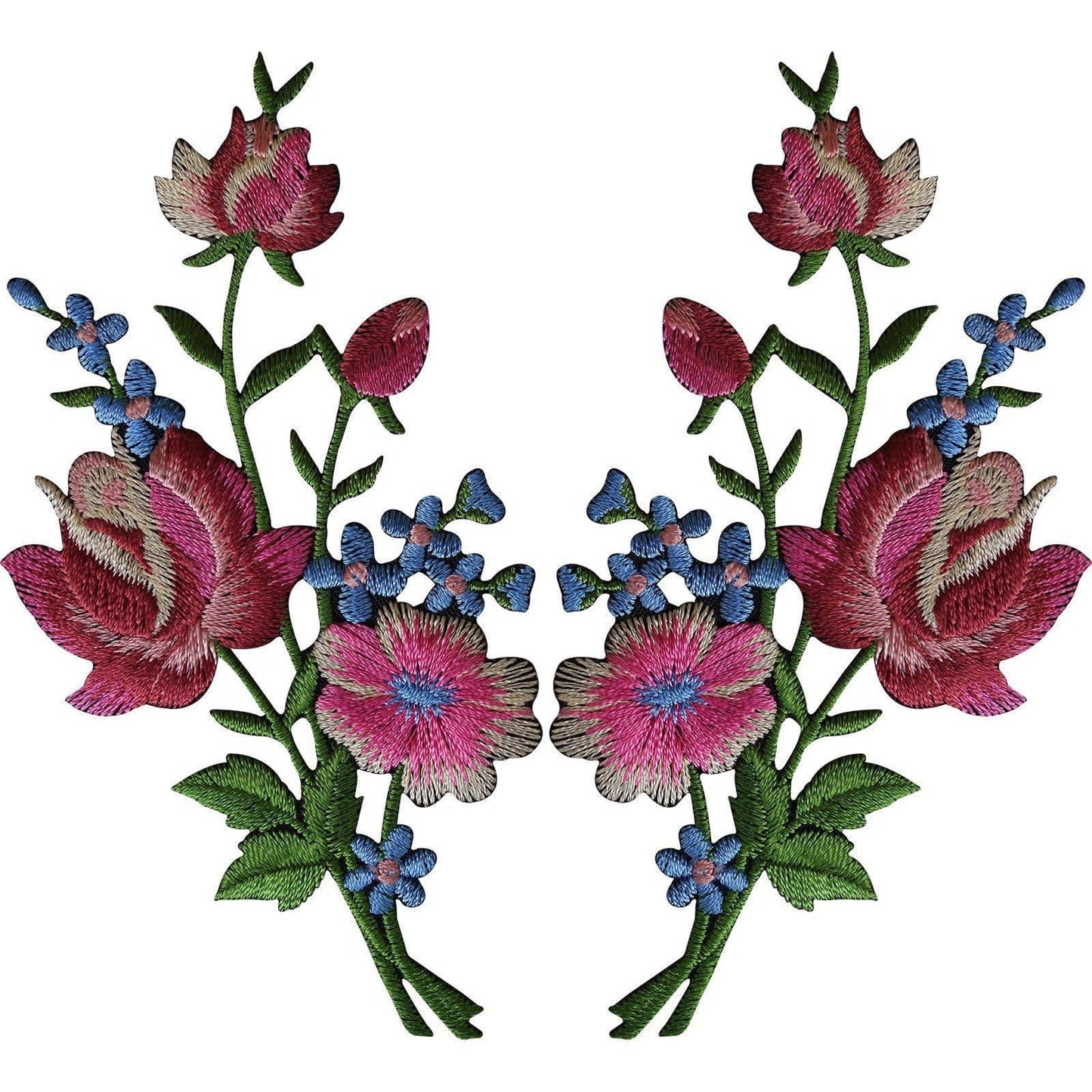 Pair of Flower Embroidered Rose Patches Iron Sew On Floral Patch Arts and Crafts