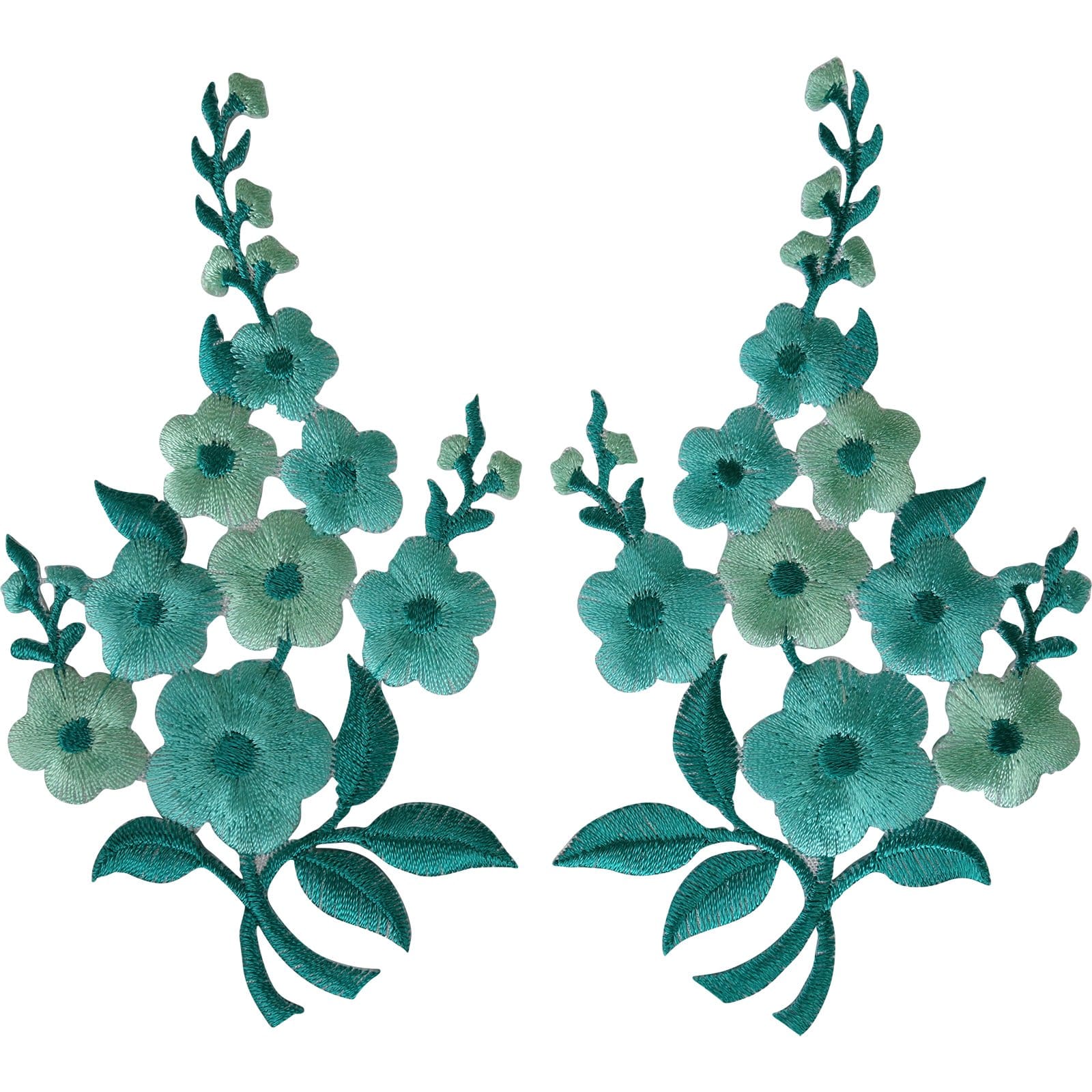 Pair of Flower Patches Iron On Sew On Jeans Skirt Dress Embroidered Patch Badge