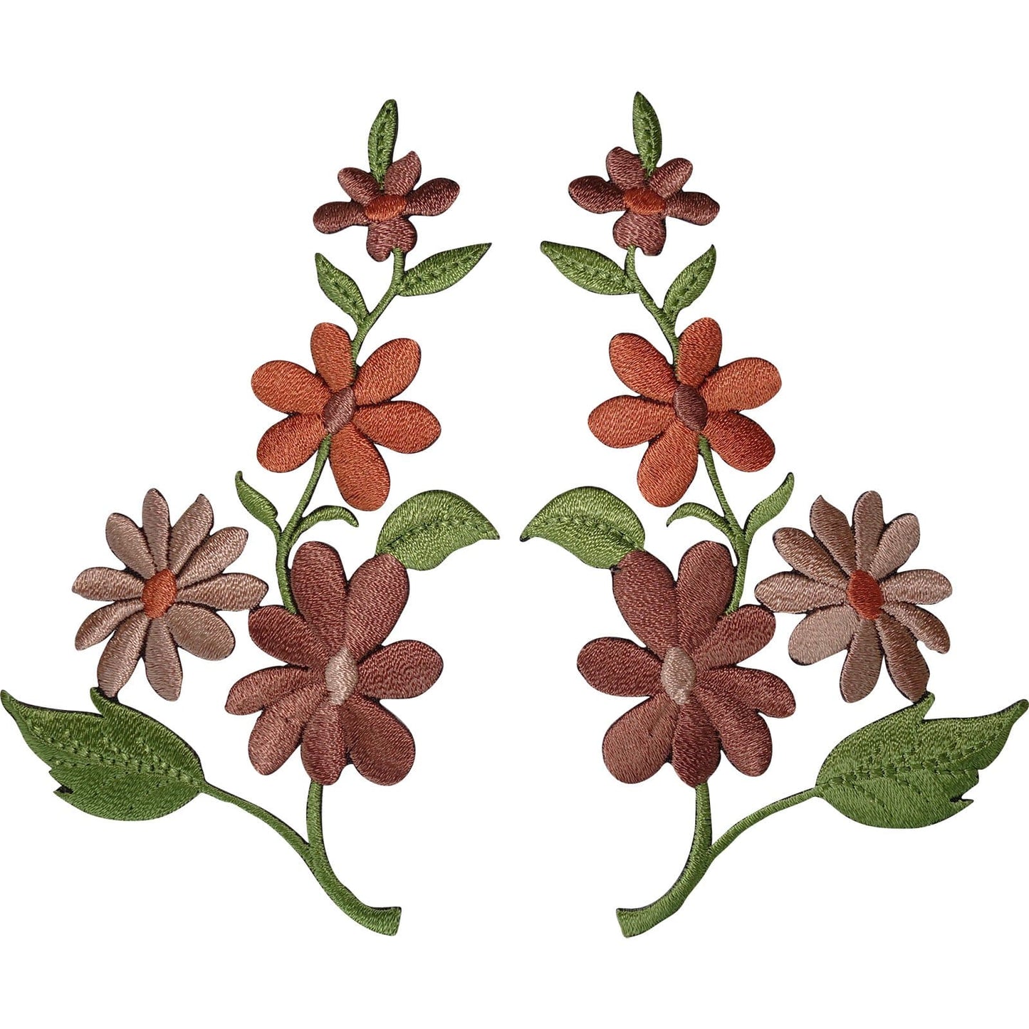 Pair of Flower Patches Iron Sew On Clothes Embroidered Craft Patch Badges Motifs