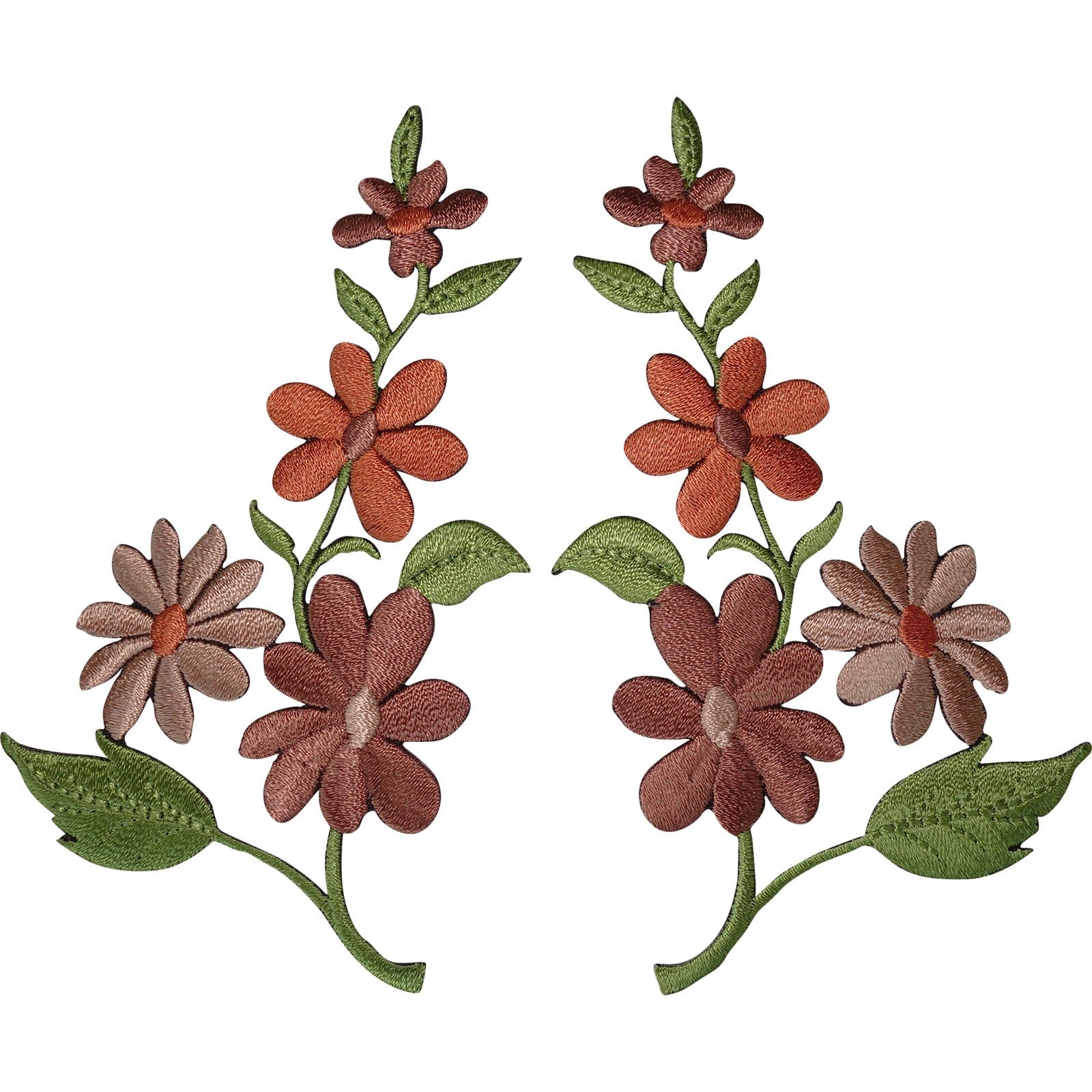 Pair of Flower Patches Iron Sew On Clothes Embroidered Craft Patch Badges Motifs