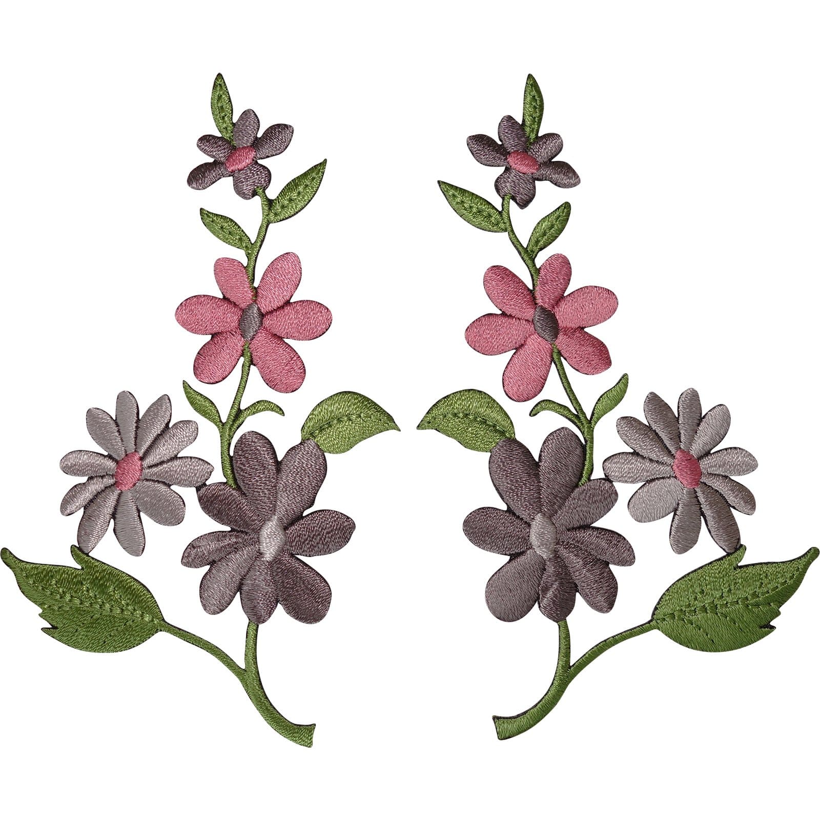Pair of Flower Patches Iron Sew On Clothes Embroidery Arts Crafts Patch Badges