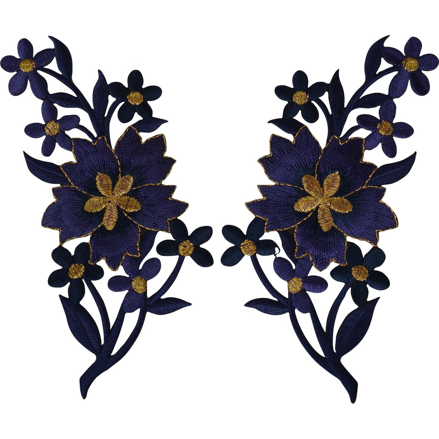 Pair of Flower Patches Iron Sew On Clothes Jeans Flowers Embroidery Patch Badge