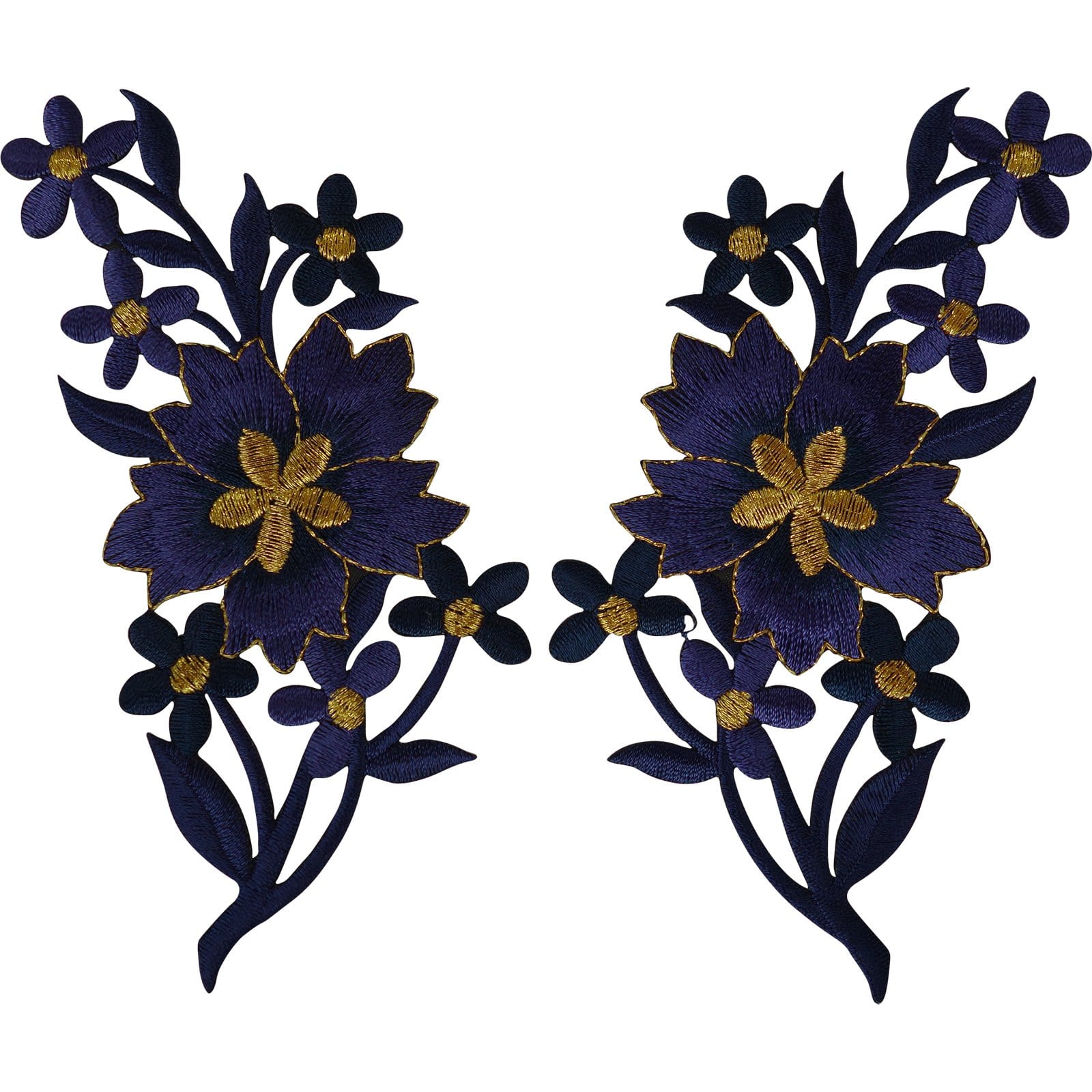 Pair of Flower Patches Iron Sew On Clothes Jeans Flowers Embroidery Patch Badge