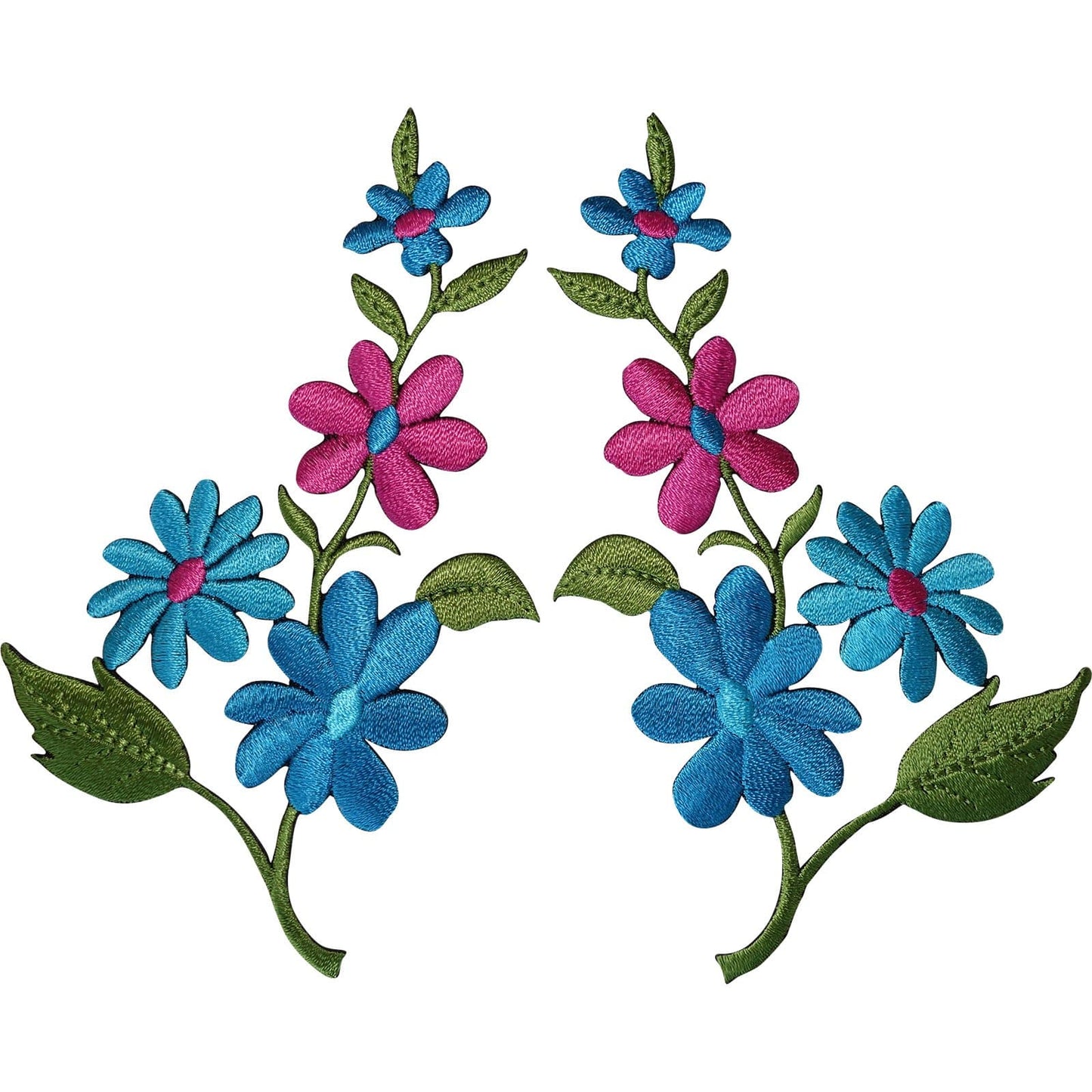 Pair of Flower Patches Iron Sew On Clothing Embroidery Arts Crafts Patch Badges