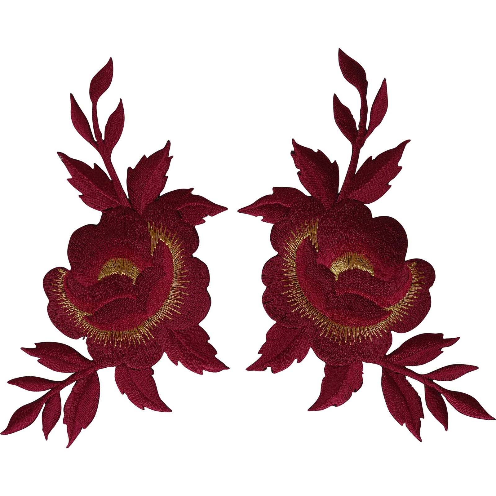 Pair of Flower Patches Iron Sew On Denim Jeans Dress Flowers Embroidered Patch