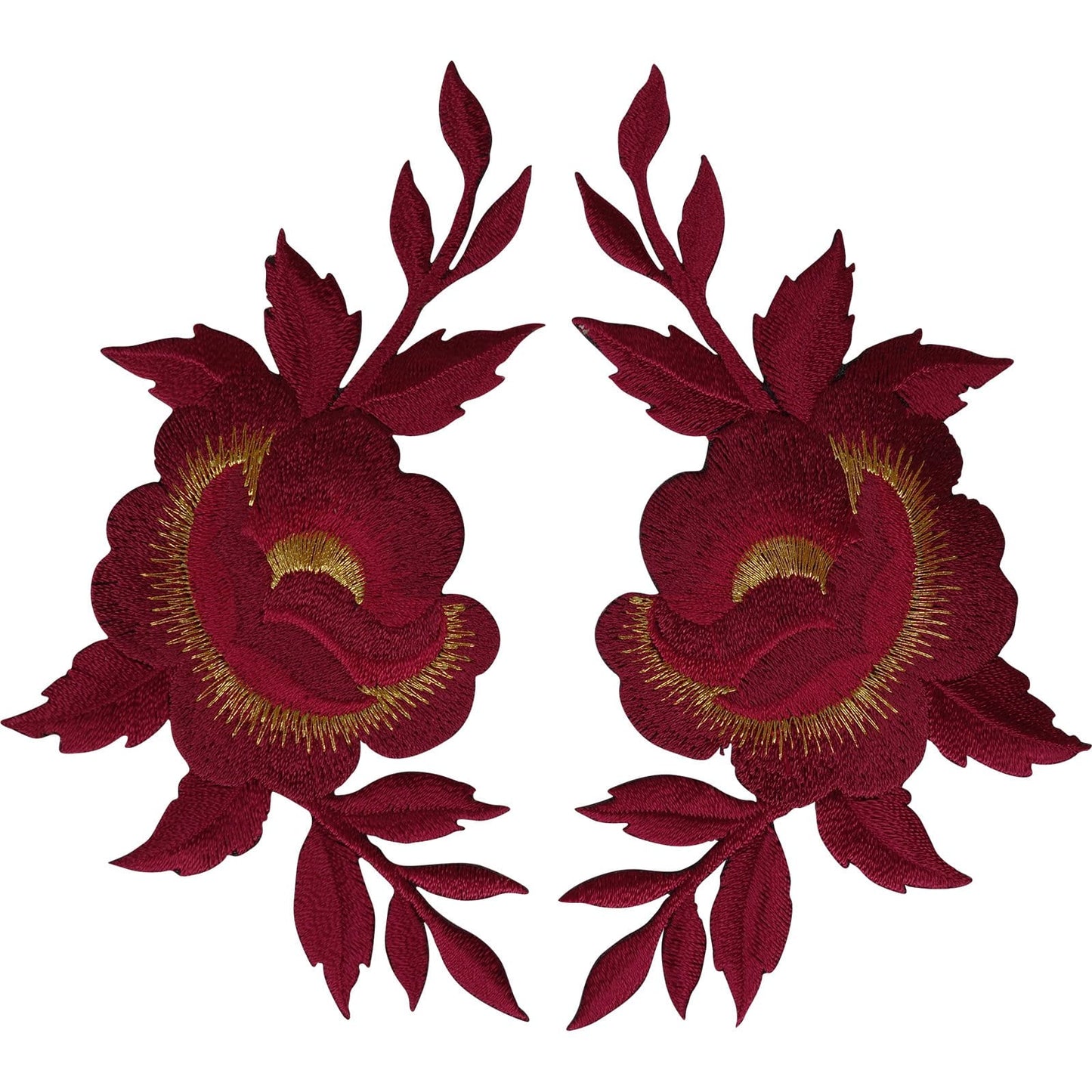 Pair of Flower Patches Iron Sew On Denim Jeans Dress Flowers Embroidered Patch