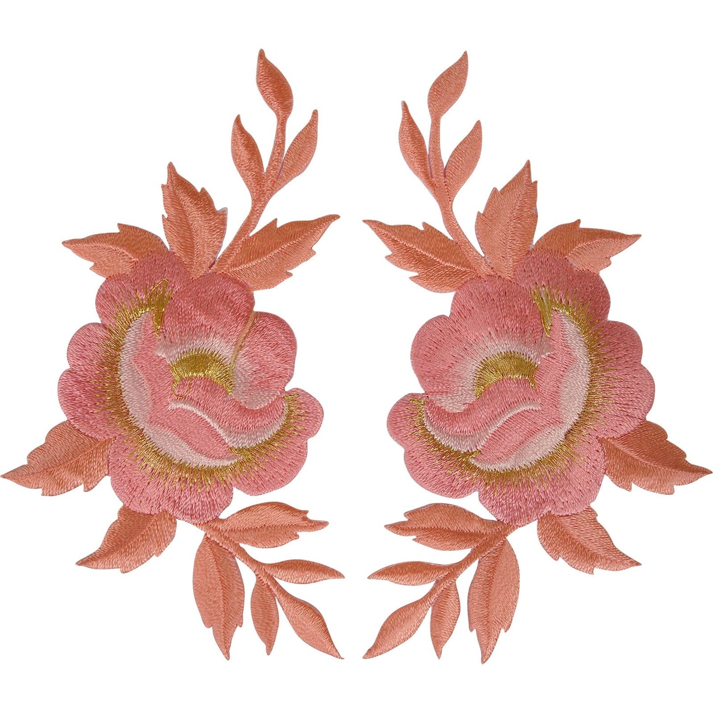 Pair of Flower Patches Iron Sew On Denim Jeans Flowers Embroidered Patch Badges