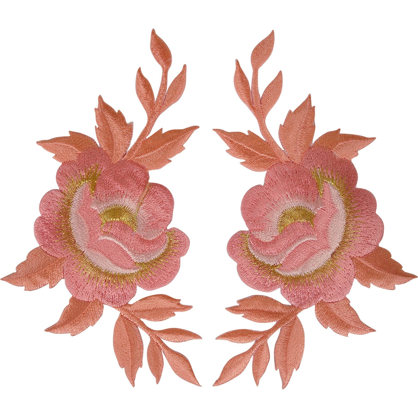 Pair of Flower Patches Iron Sew On Denim Jeans Flowers Embroidered Patch Badges