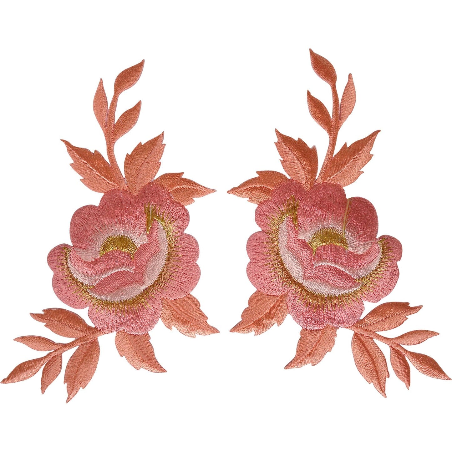 Pair of Flower Patches Iron Sew On Denim Jeans Flowers Embroidered Patch Badges