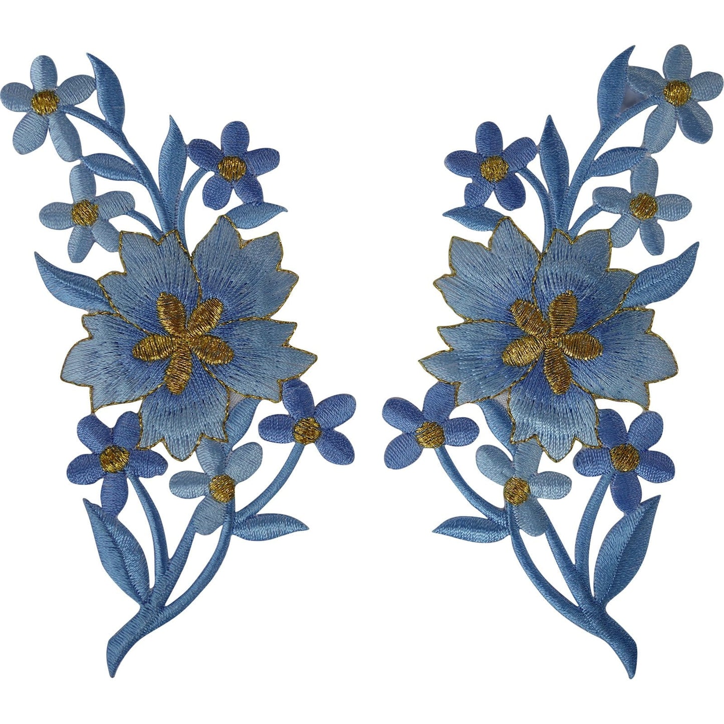 Pair of Flower Patches Iron Sew On Denim Jeans Flowers Embroidery Patch Badges