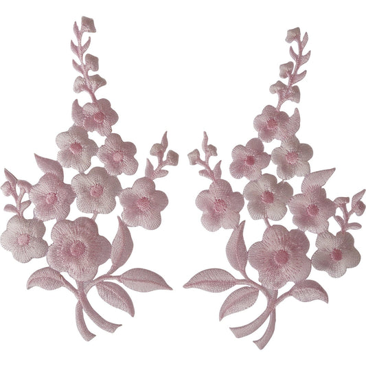 Pair of Flower Patches Iron Sew On Floral Badges Embroidered Patch Badge Flowers