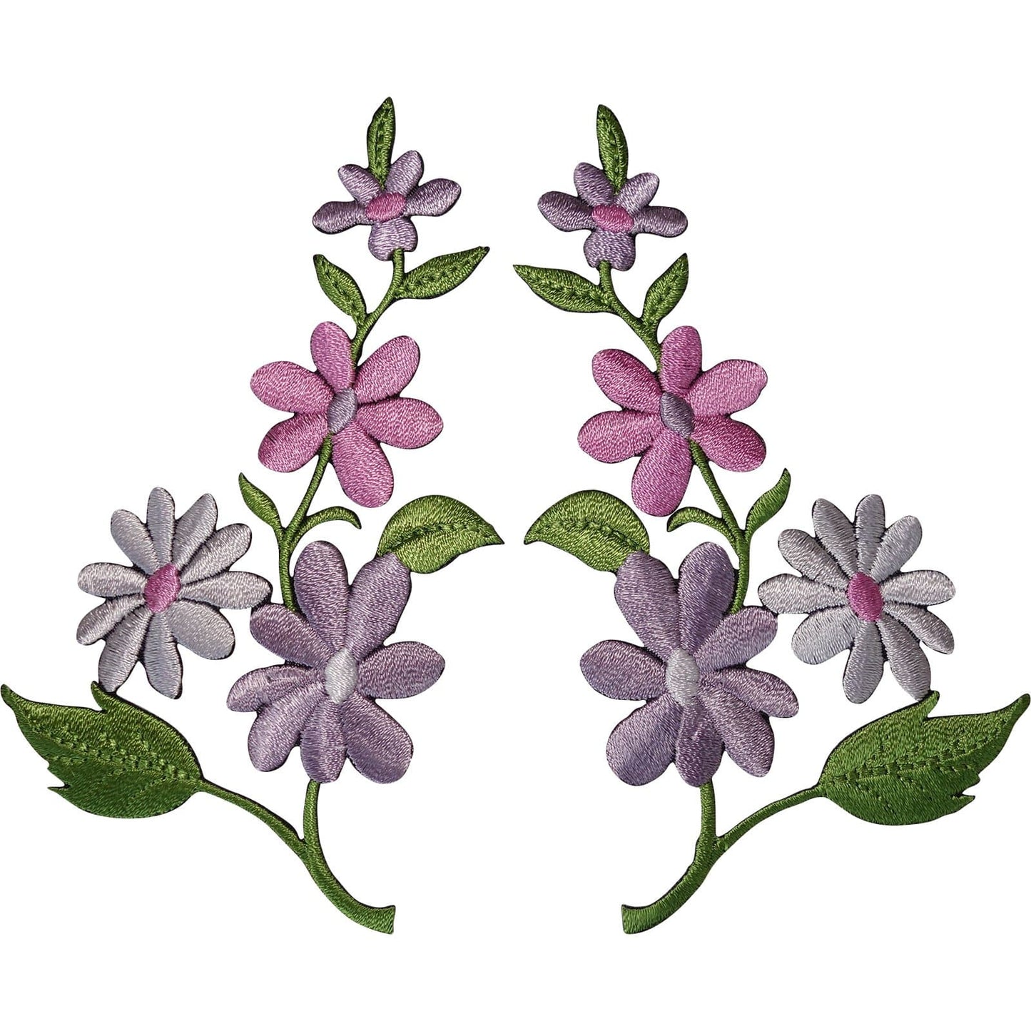 Pair of Flower Patches Iron Sew On Jeans Bag Embroidery Arts Crafts Patch Badges