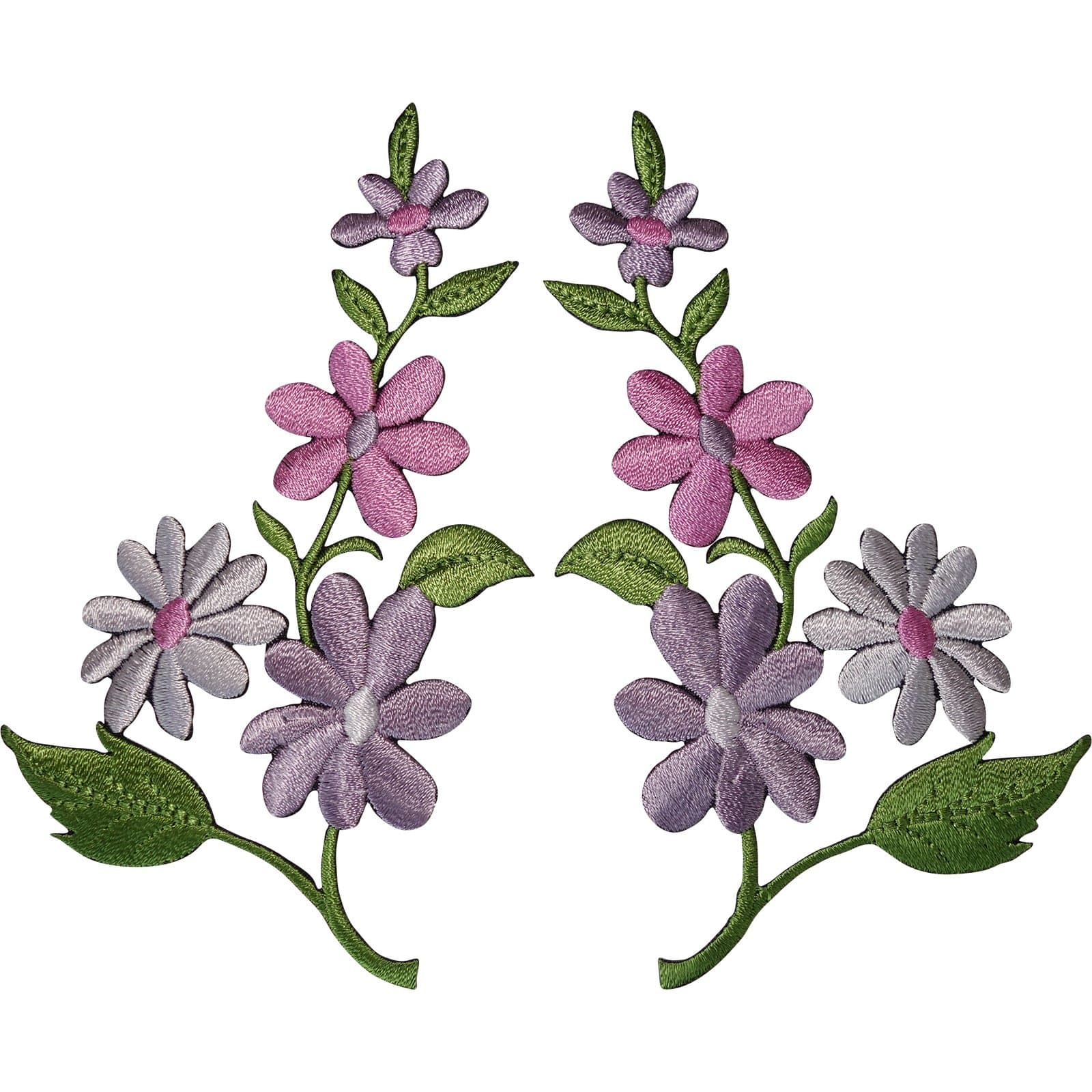 Pair of Flower Patches Iron Sew On Jeans Bag Embroidery Arts Crafts Patch Badges