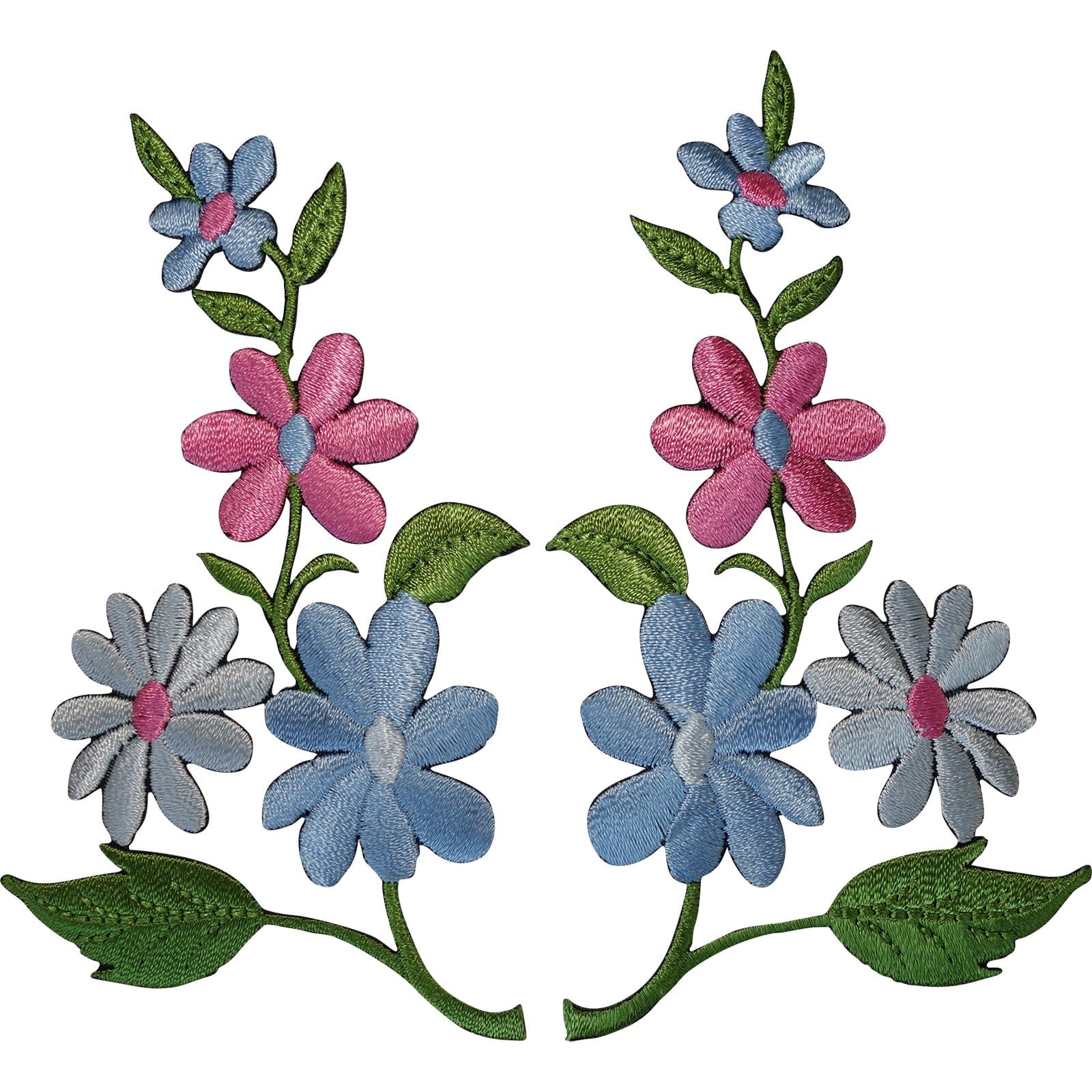 Pair of Flower Patches Iron Sew On Jeans Clothes Embroidery Crafts Pat