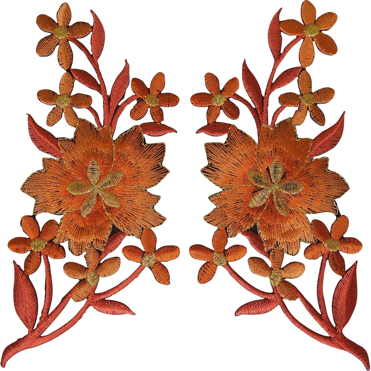 Pair of Flower Patches Iron Sew On Jeans Embroidery Patch Badge Applique Flowers