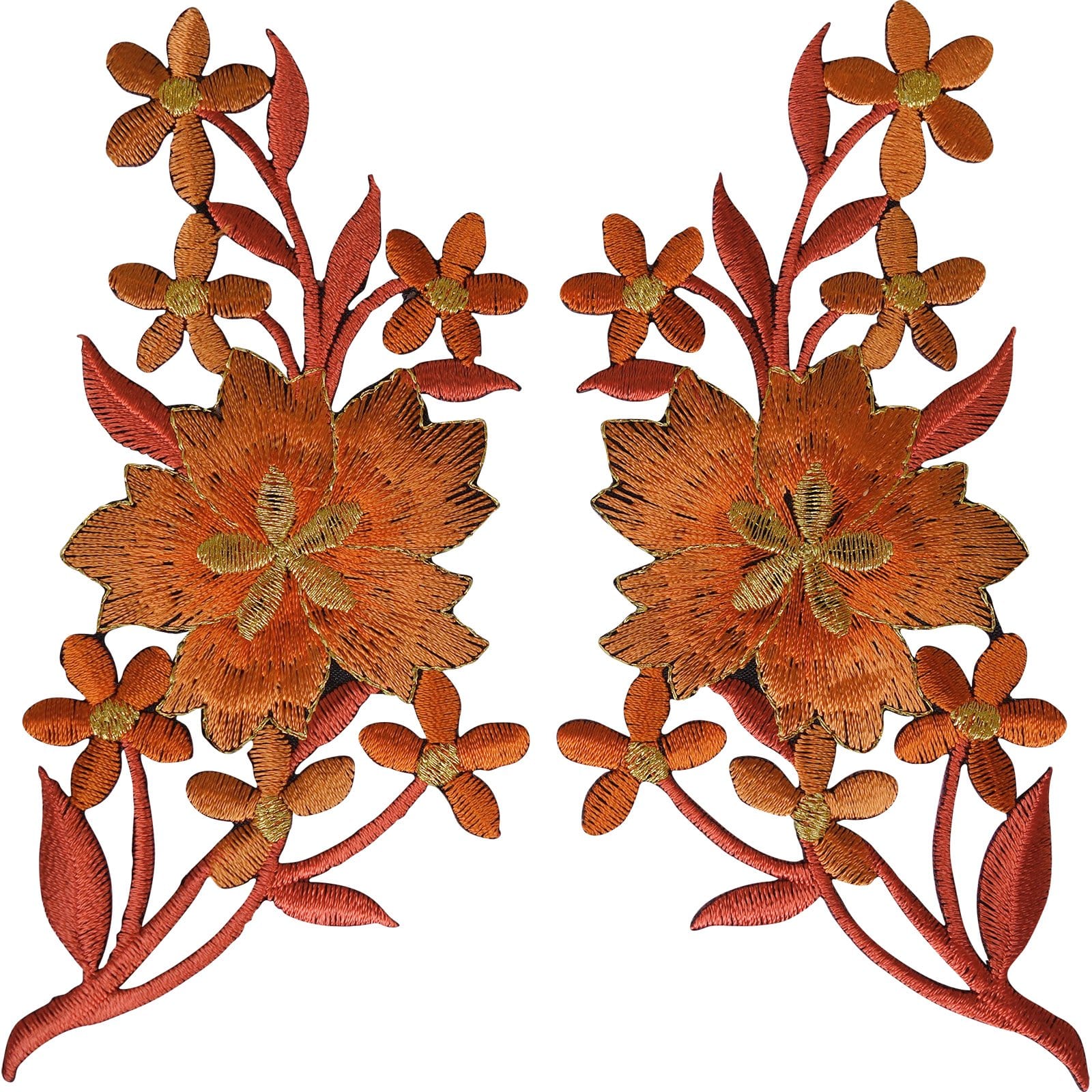 Pair of Flower Patches Iron Sew On Jeans Embroidery Patch Badge Applique Flowers