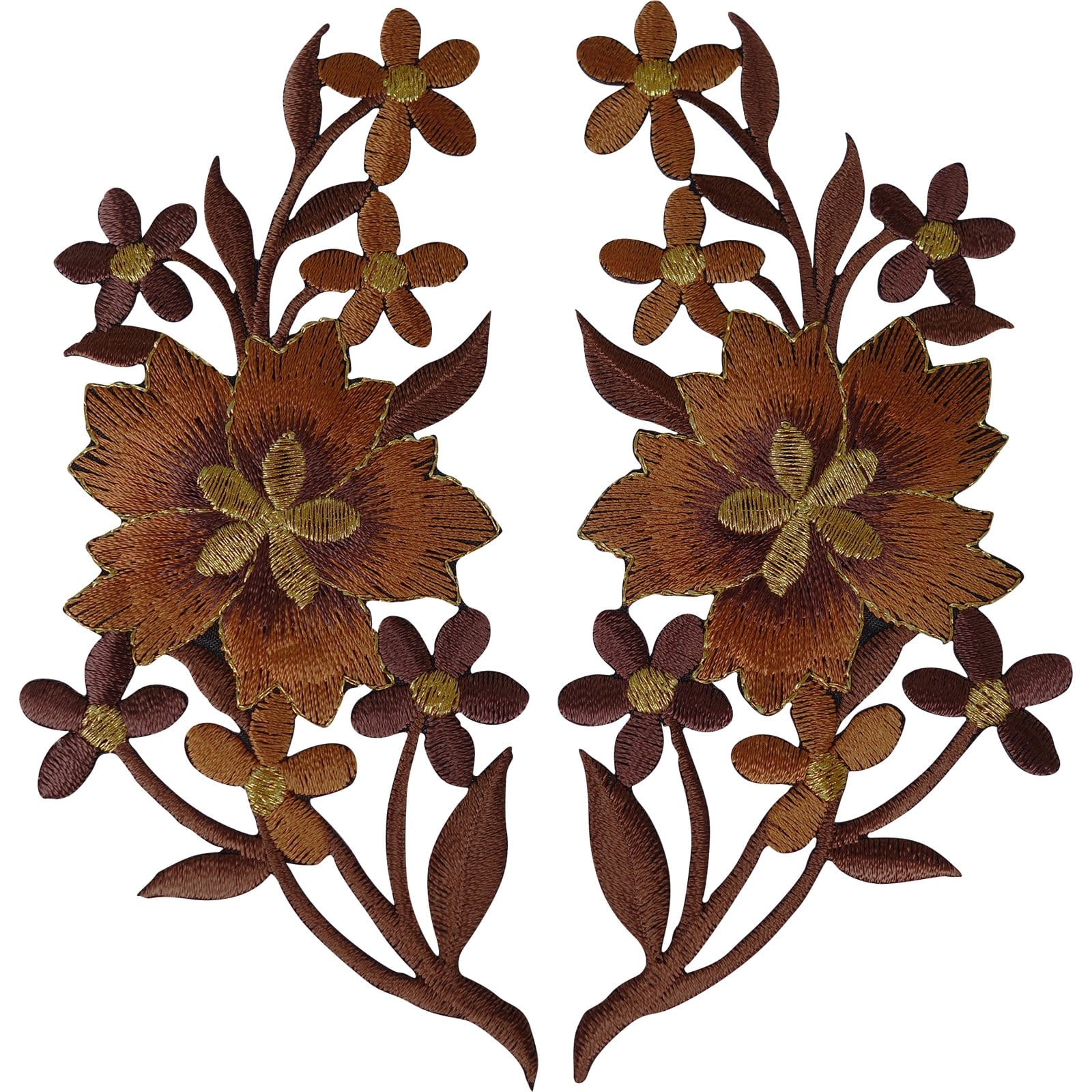 Pair of Flower Patches Iron Sew On Jeans Floral Patch Flowers Embroidery Badges