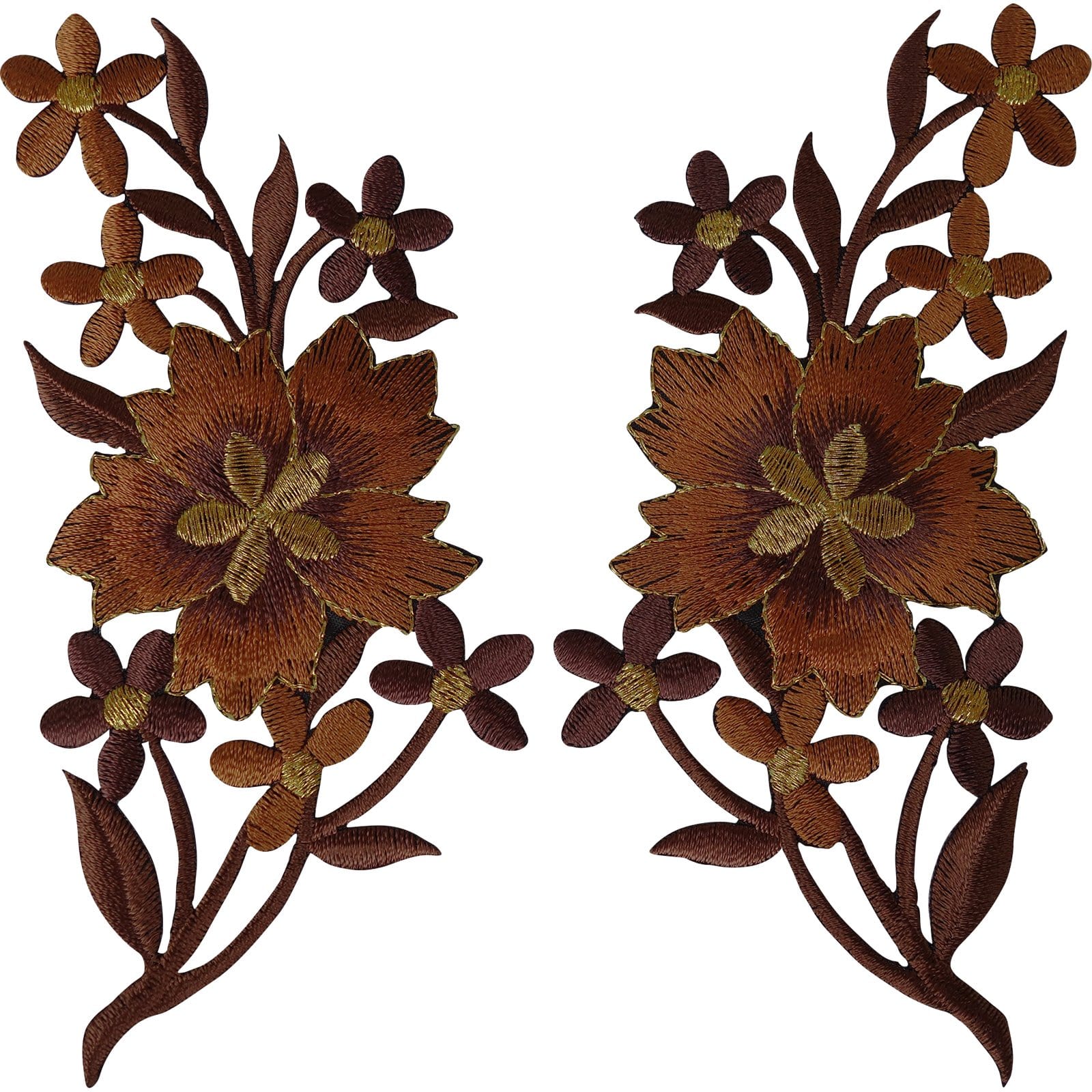 Pair of Flower Patches Iron Sew On Jeans Floral Patch Flowers Embroidery Badges